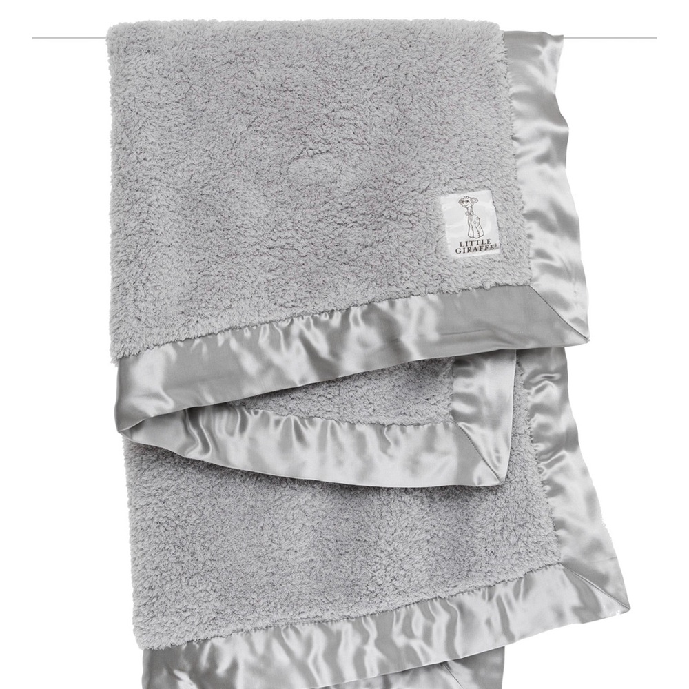 Little Giraffe chenille baby blanket silver used like new